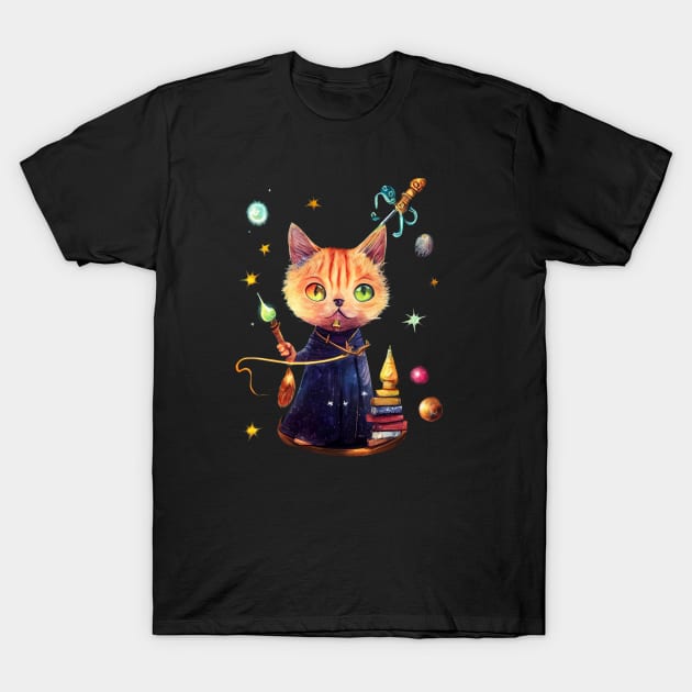 A villain cat wizard T-Shirt by Animal Fantasia